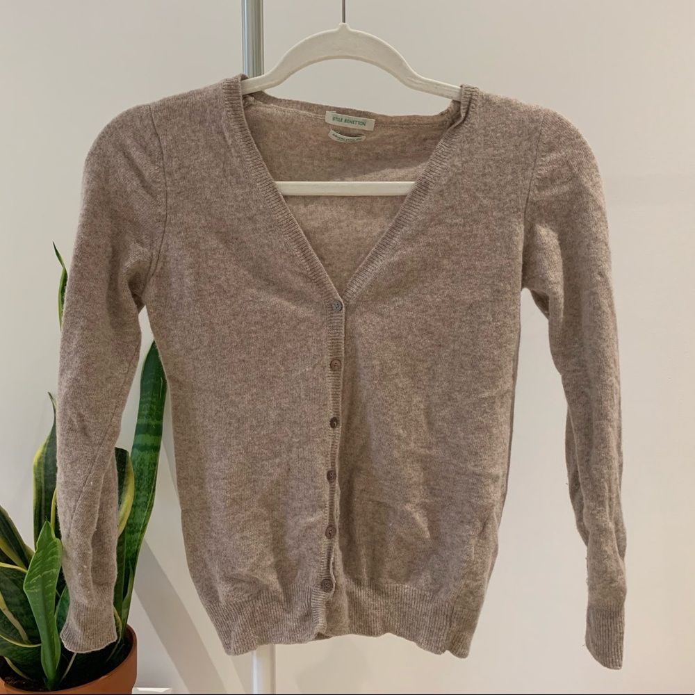 Benetton beige button up cardigan